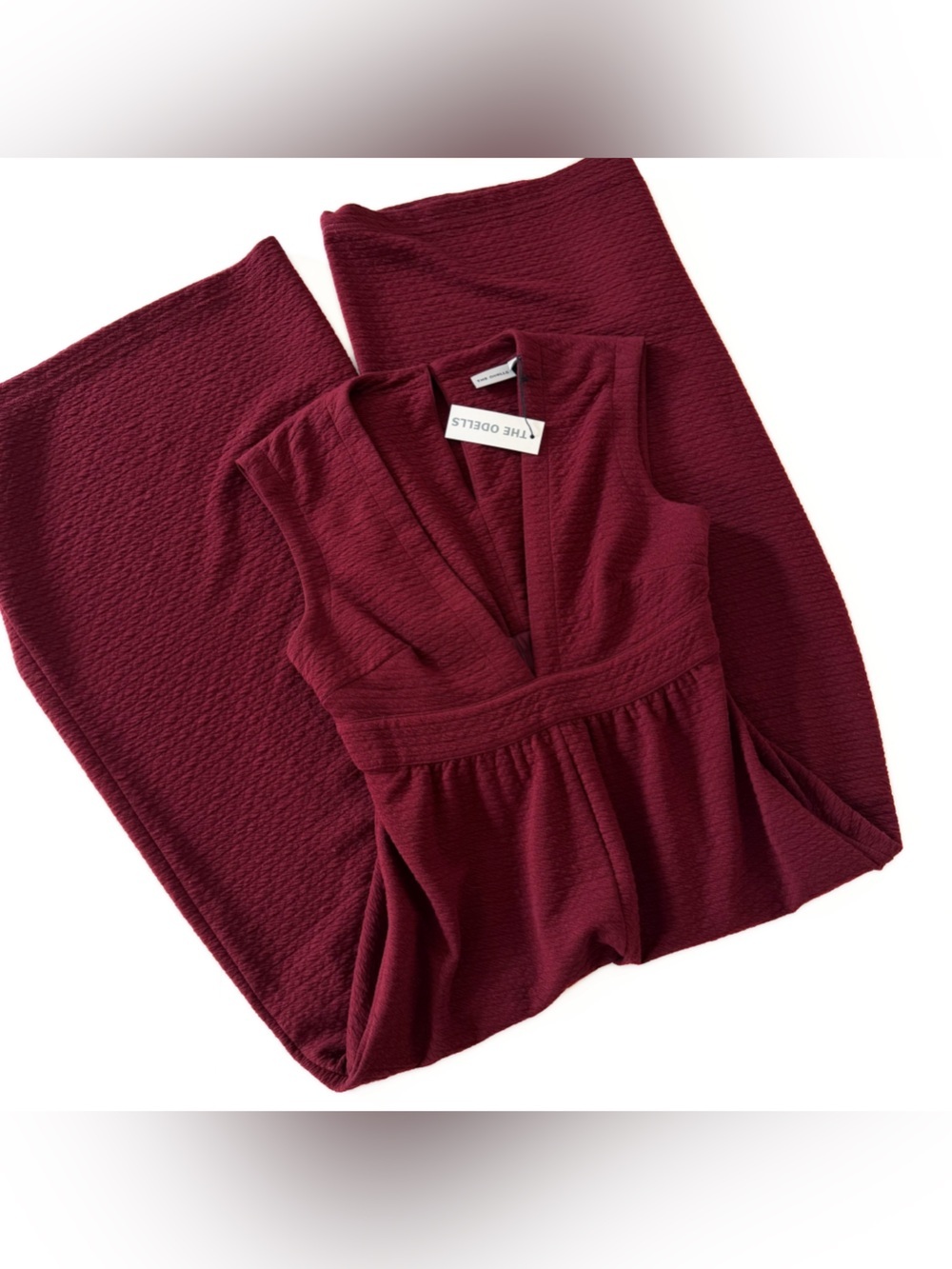 The Odells Paloma Jumpsuit Womens Small Maroon Deep V Wide Leg Boho New - Picture 3 of 8